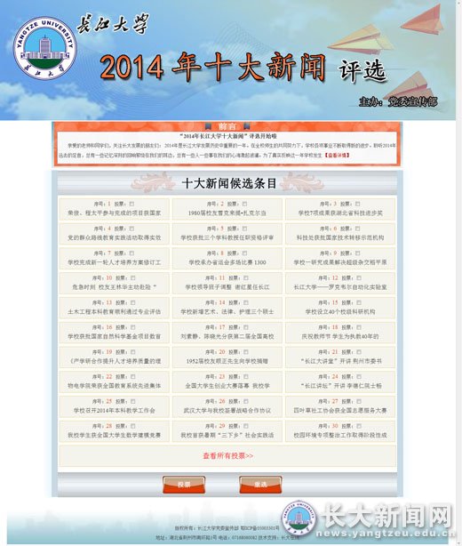“2014年长江大学十大新闻”评选开始啦